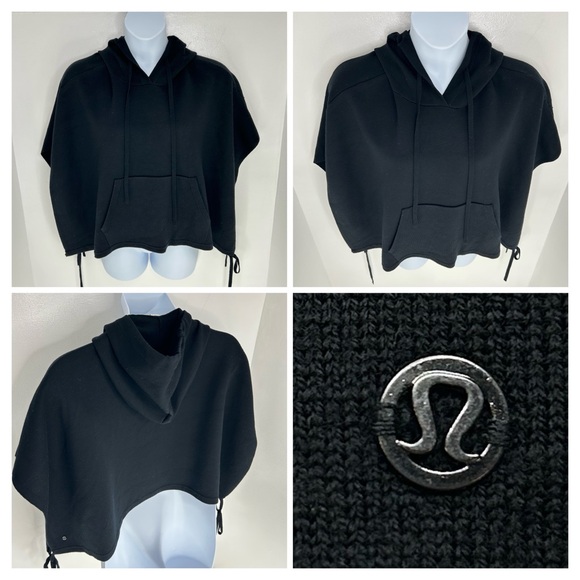 lululemon athletica Sweaters - Lululemon Womens All In A Day Hooded Poncho One Size Black 100% Merino Wool Cozy